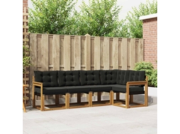 Vidaxl Conjunto De Sofás Para Exterior 5 Unid. Natural E Preto