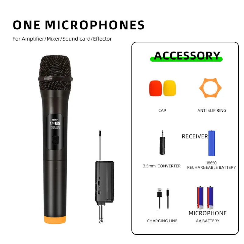 Microfone Sem Fio 2.4g, Frequência Fixa Uhf MDUG (preto)