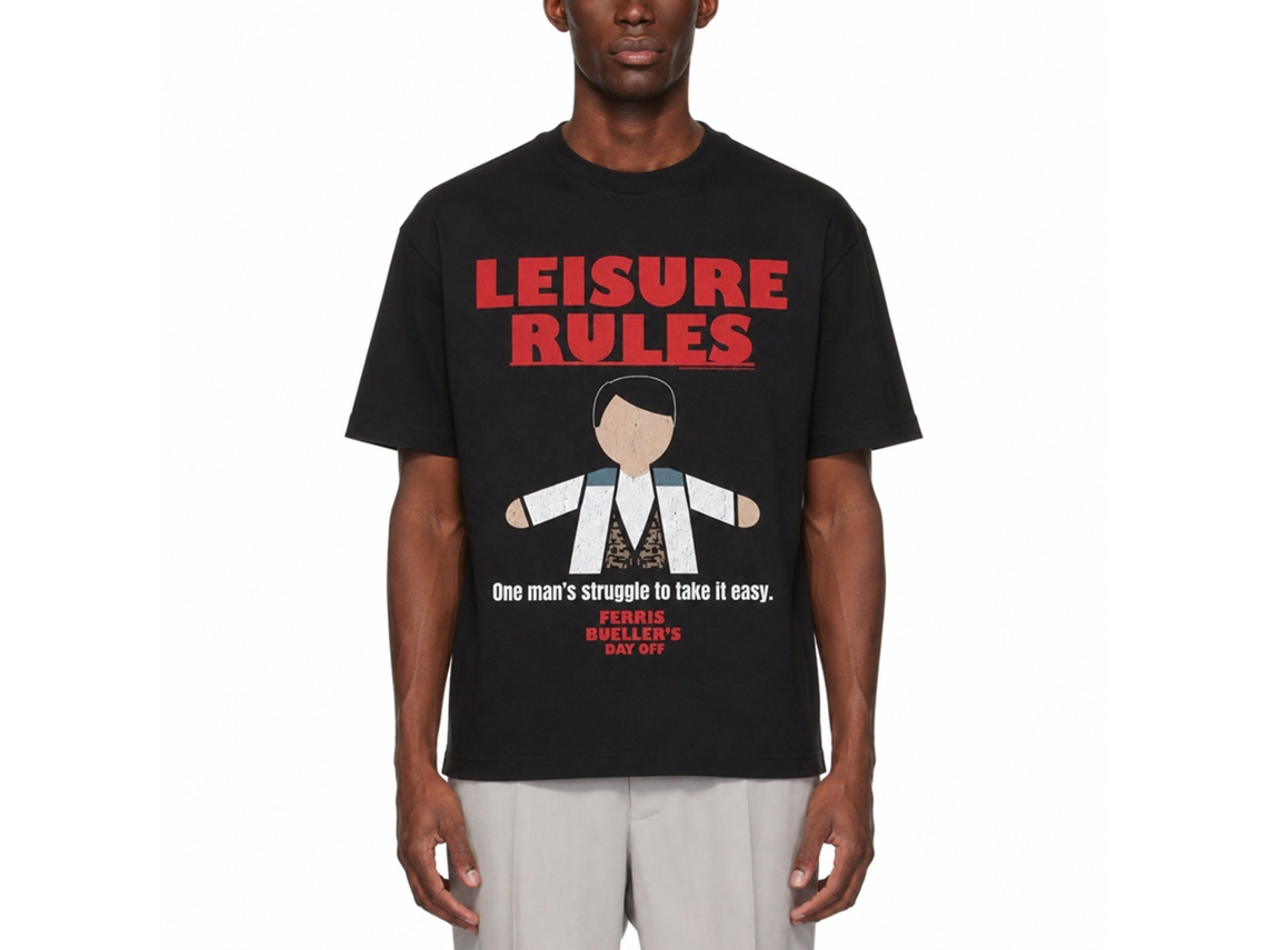Rockinstone Ferris Bueller's Day Off Leisure Rules Black Adult T-shirt Size:s
