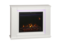 Lareira Elétrica 1000/2000w C/ Efeito Chama 12 Cores + 5 Brilhos Ajust., 98x25x80cm, Branco
