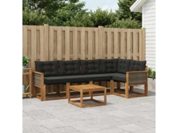 Vidaxl Conjunto De Sofás Para Exterior 6 Pcs Natural E Preto