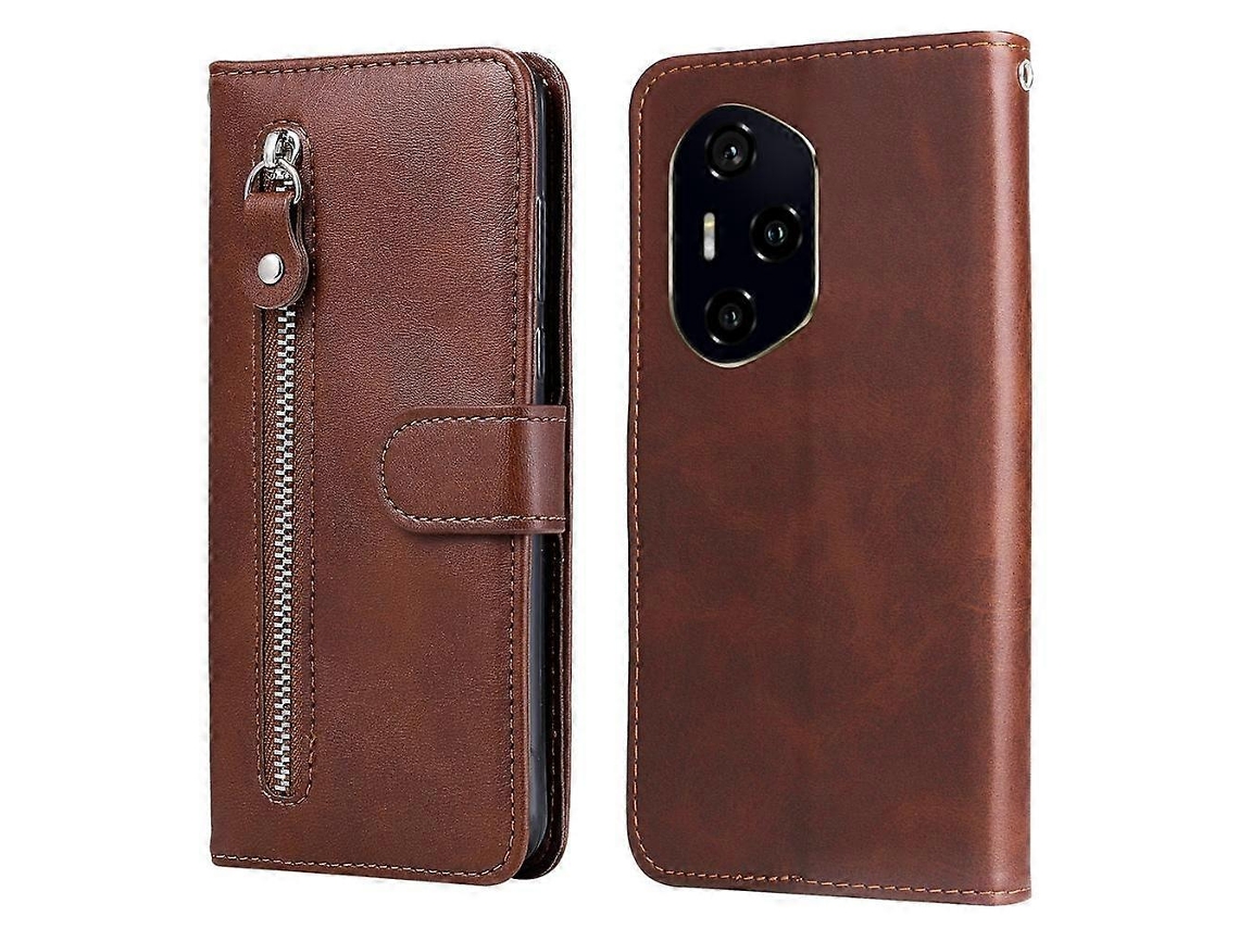 Capa De Celular De Couro Com Zíper E Textura De Bezerro Da Moda