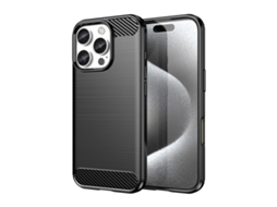 Capa De Tpu Para Iphone 16 Pro - Textura Escovada De Fibra De Carbono