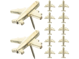 Lurrose Conjunto De 36-tachinhas Decorativas Metal Em Formato Avião Dourado, Fáceis De Instalar Em Murais, Ideais Para