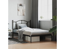 Estrutura De Cama Com Cabeceira 107x203 Cm Metal Preto