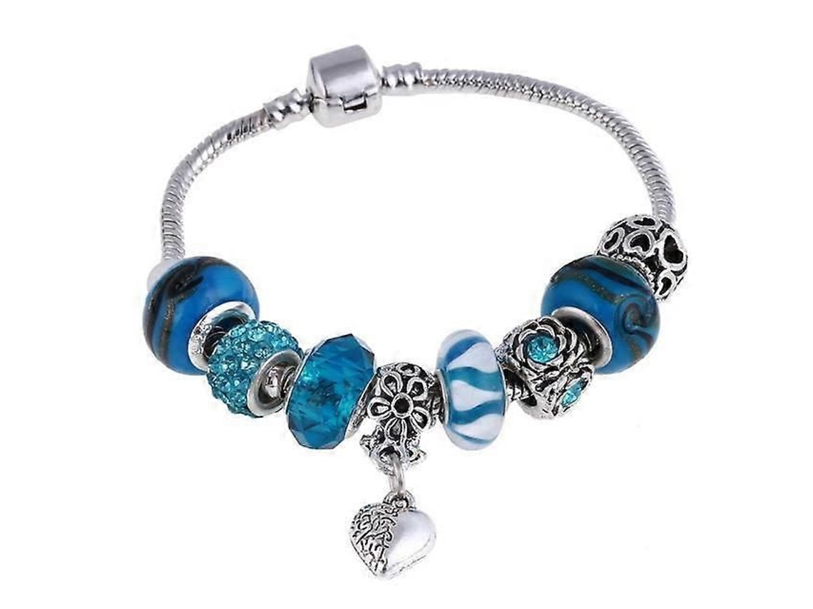 Pulseiras E Braceletes Prateados Com Pingente De Cristal Rosa