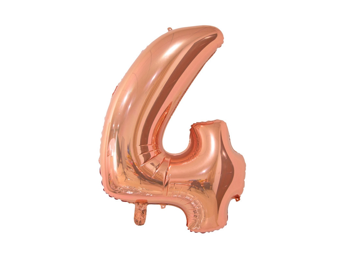Balão WEFIESTA Alumínio Número 4 Dourado Rosa