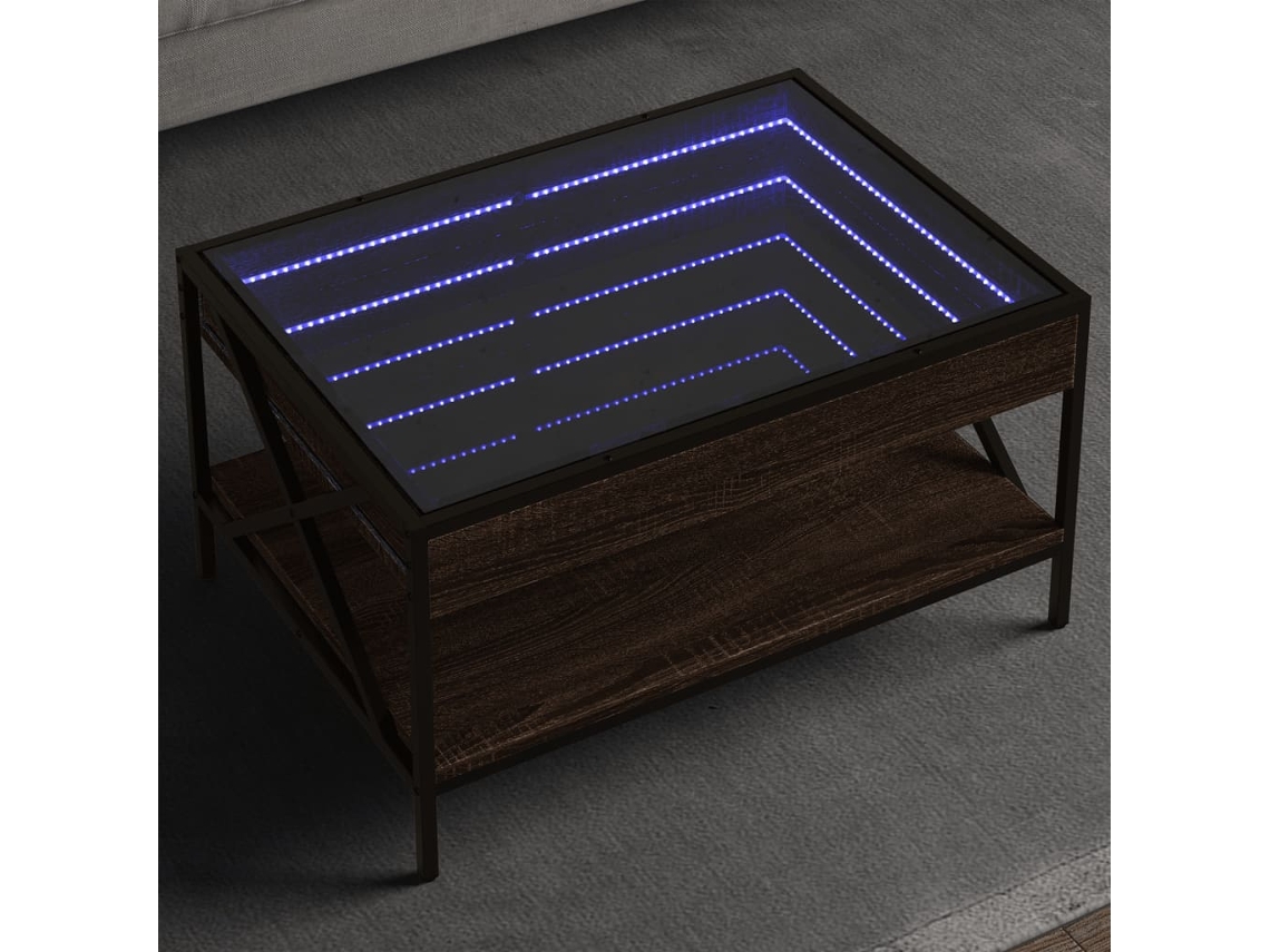 Vidaxl Mesa De Centro Luzes Led Infinity 70x50x38 Cm Carvalho Castanho