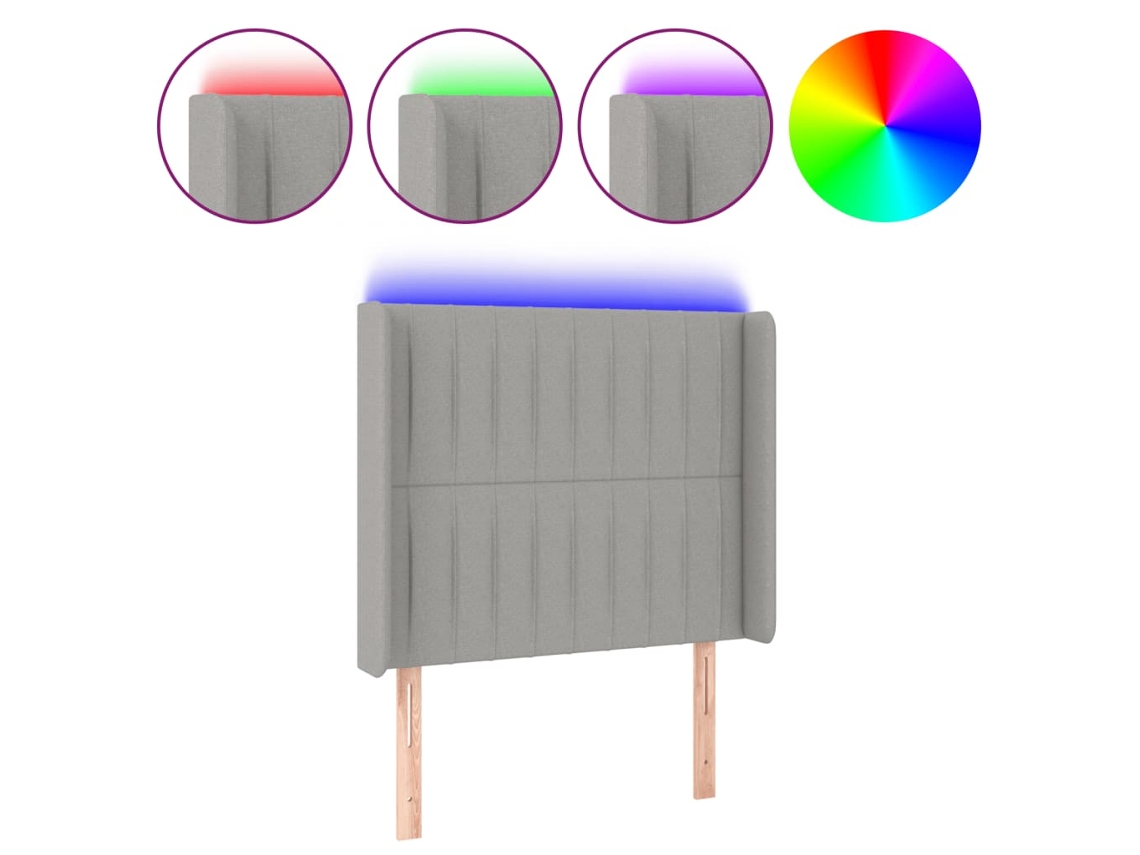Cabeceira com luzes LED em tecido cinza claro MAISON EXCLUSIVE (83x16x118 cm)
