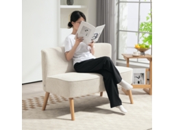 Sofá De 2 Lugares, Acolchoamento Macio, Capa De Fácil Manutenção, Resistente Até 150 Kg, 117 X 56,5 X 77 Cm, Branco Creme