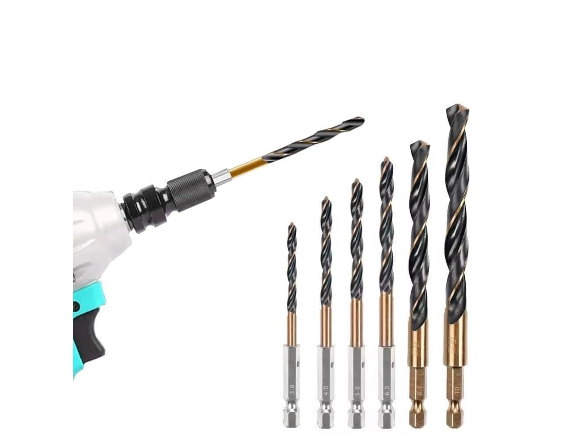 - Jogo De Brocas Aço Cobalto Hss 6541 E Metal Com Haste Hexagonal, 6