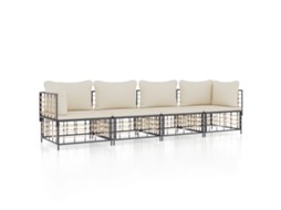 Maison Exclusive - 4 Pcs Conjunto Lounge De Jardim C/ Almofadões Vime Pe Antracite