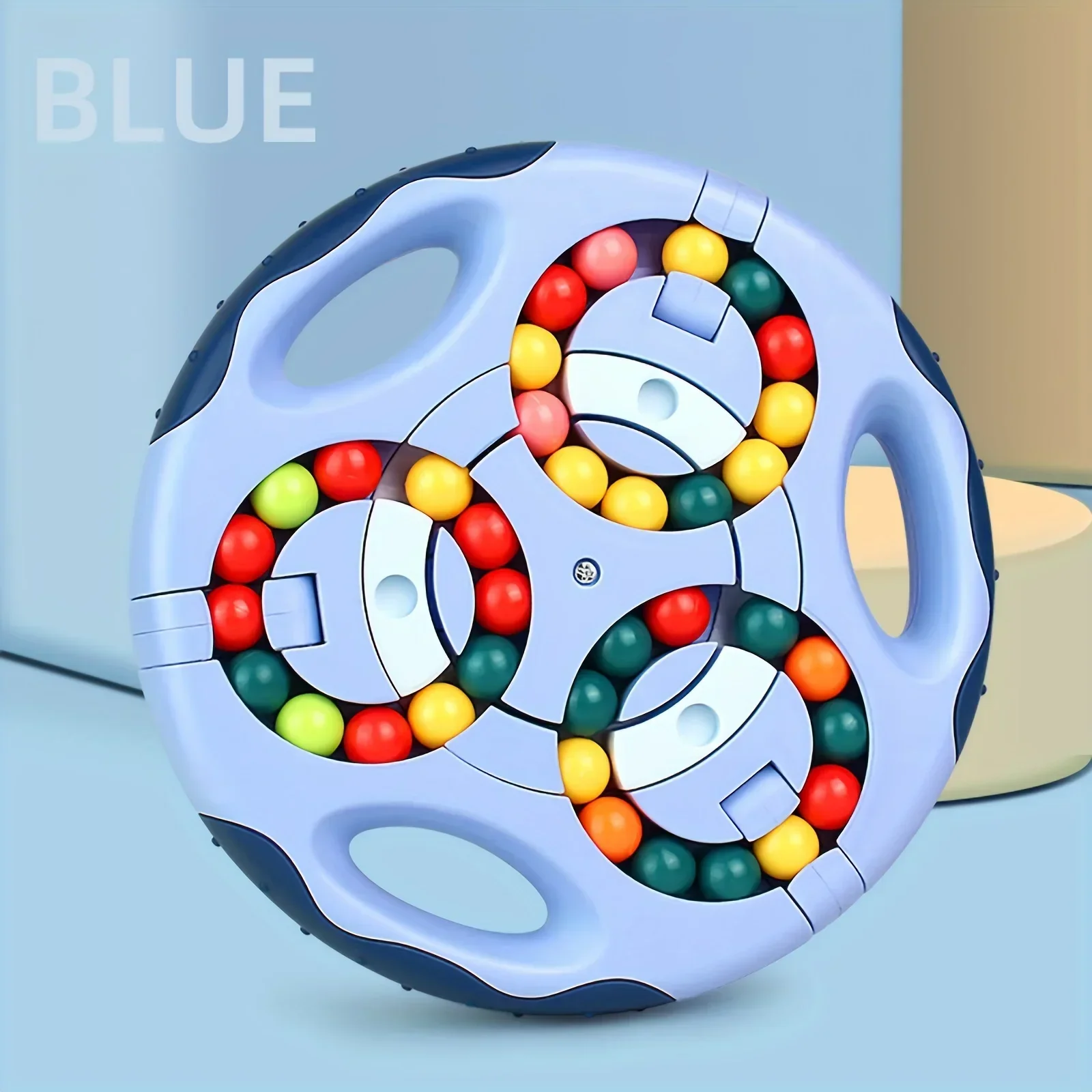 (azul) Brinquedo Mágico Giratório De Dedos Com Feijões, Treinamento Sensorial, Adequado Para Meninos E Meninas