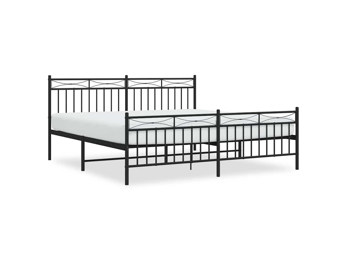 Estrutura de Cama com Cabeceira e Pés Metal Preto MAISON EXCLUSIVE 183x213 cm