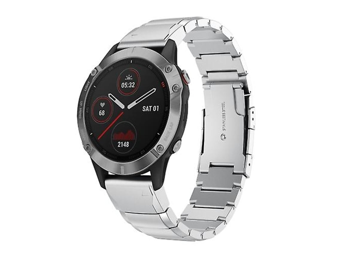 Garmin Fenix 5x Plus Pulseira De Aço Inoxidável 26 Mm Em Formato Casco Tartaruga Prateada.