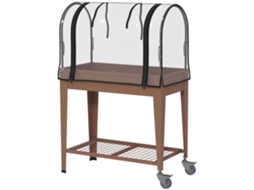 Mesa De Cultivo Com Rodas 80x40x120 Cm Horta Urbana Elevada Com Cobertura De Estufa Para Plantas Flores Marróm