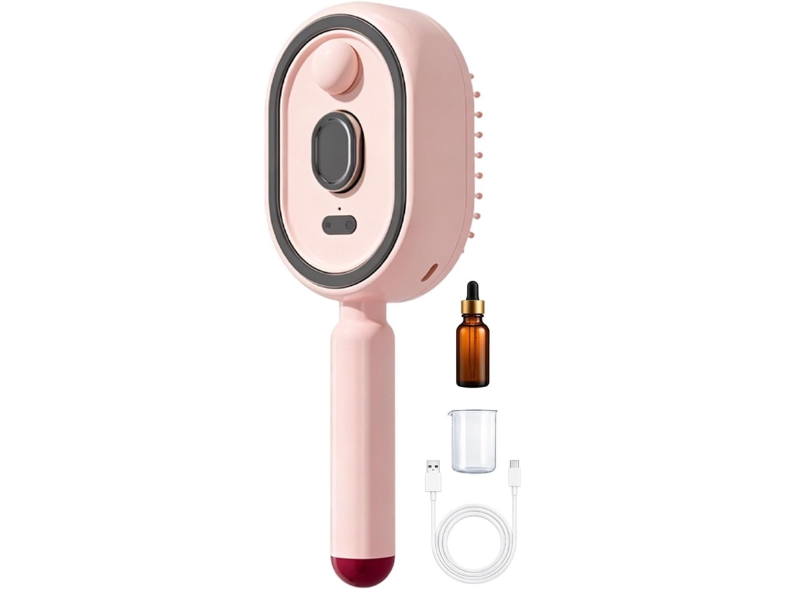 Escova A Vapor Para Cabelo Pente Recarregável Com Almofada De Ar Antiestática E Luz Vermelha