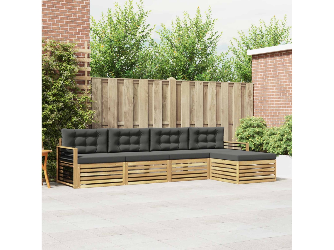 Vidaxl Conjunto De Sofás Para Exterior 5 Unid. Branco E Antracite
