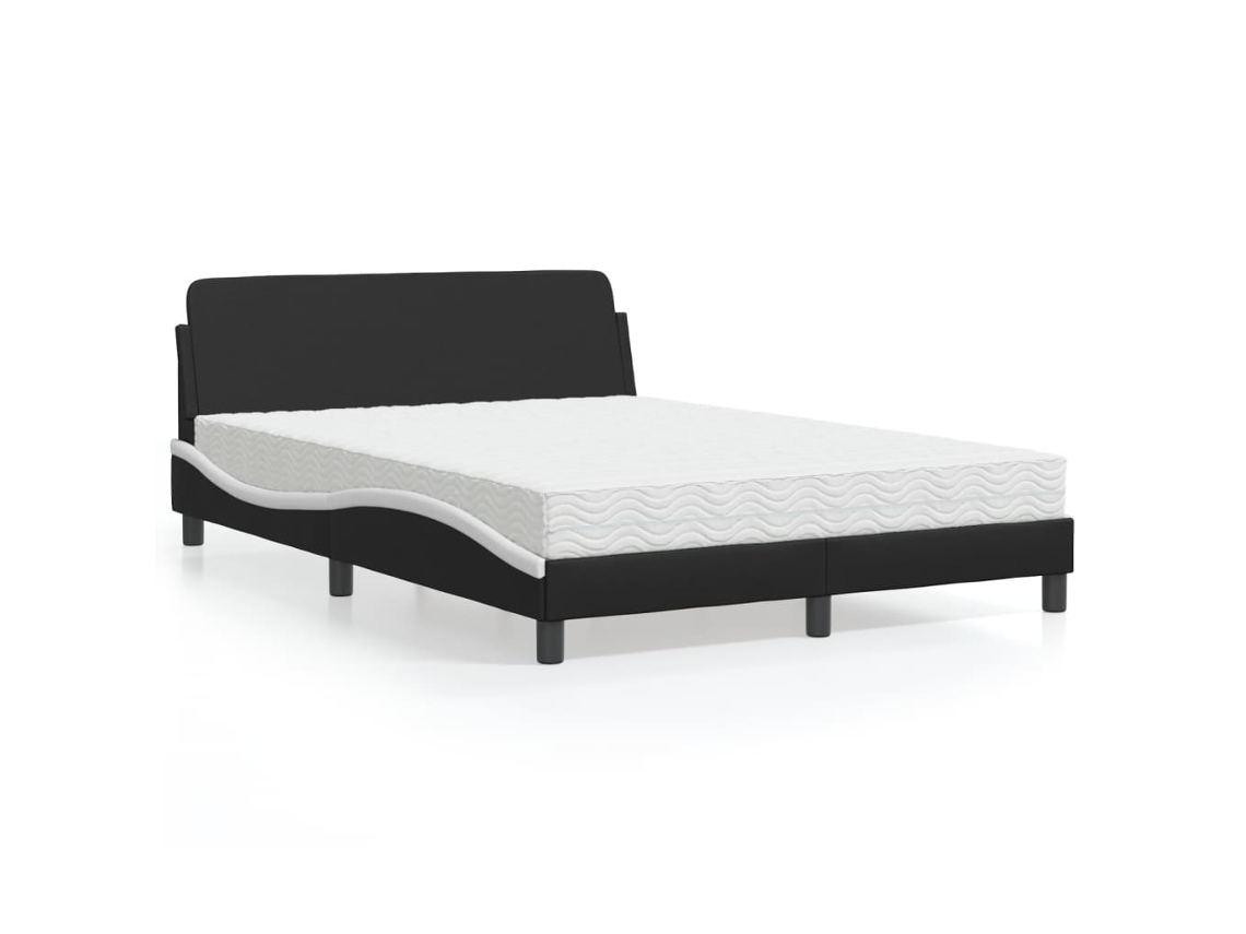 Vidaxl Cama Com Colchão Dover 140x190 Cm Couro Artificial Preto
