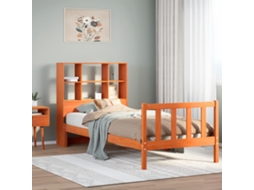 Vidaxl Cama C/ Estante Sem Colchão 100x200cm Pinho Maciço Castanho-mel