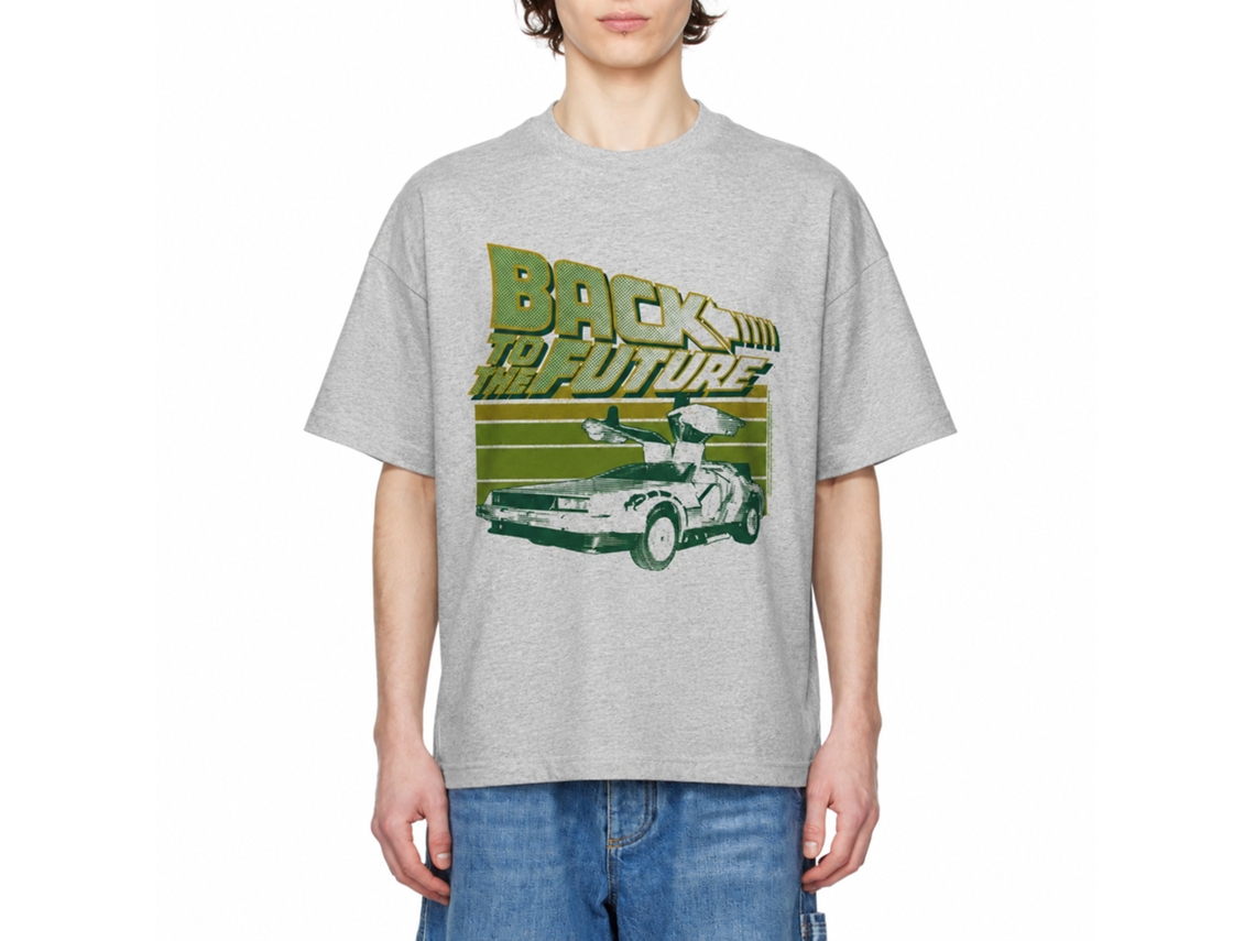 Rockinstone Back To The Future Movie Green Flight Heather Gray Adult T-shirt Size:s