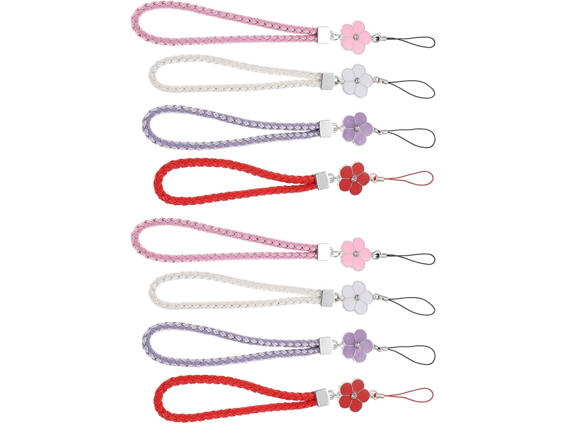 Conjunto De 8 Alças De Couro Trançado Para Celular.