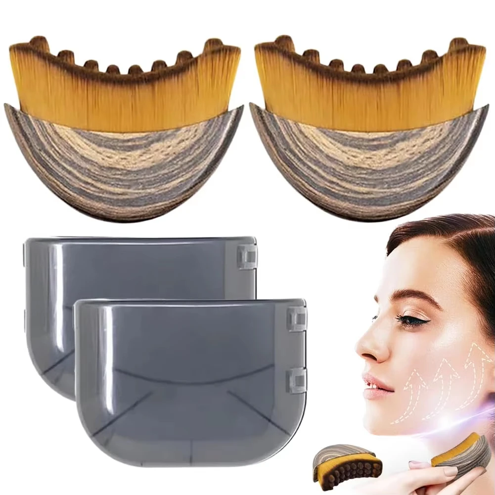(duas) Escovas Linfáticas Para Contorno Facial, Ferramenta De Massagem Facial Para A Linha Do Maxilar, Com Estojo De Armazenamento