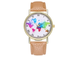 Reloj De Pareja De Cuarzo Con Correa De Pu Para Hombres Estudiantes (beige)