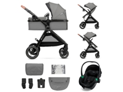 Carrinho de Bebé Kinderkraft ESME 3 em 1 com Alcofa 2 em 1, Travel System e Suspensão Total Cinzento