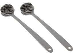 Escova De Silicone Cabo Longo Em 2 Peças Para Banho, Esponja Esfoliante Para As Costas, Ideal Para Limpeza Do Corpo E Da