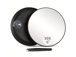 Lupa 30x - Espelho Maquilhagem Ampliador - Espelho Com Ventosa - Espelho Viagem Portátil - Abs/vidro - Preto