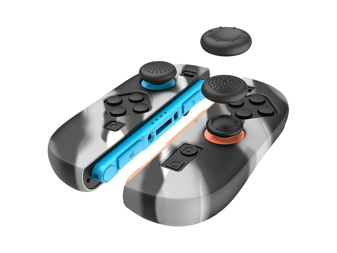 1 Par Compatível com Nintendo Switch 2 Capa Protetora com 4 Tampas Preto e Cinza BRILVIBERA