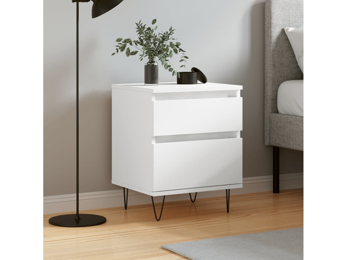 Vidaxl Mesa De Cabeceira 40x35x50 Cm Derivados De Madeira Branco