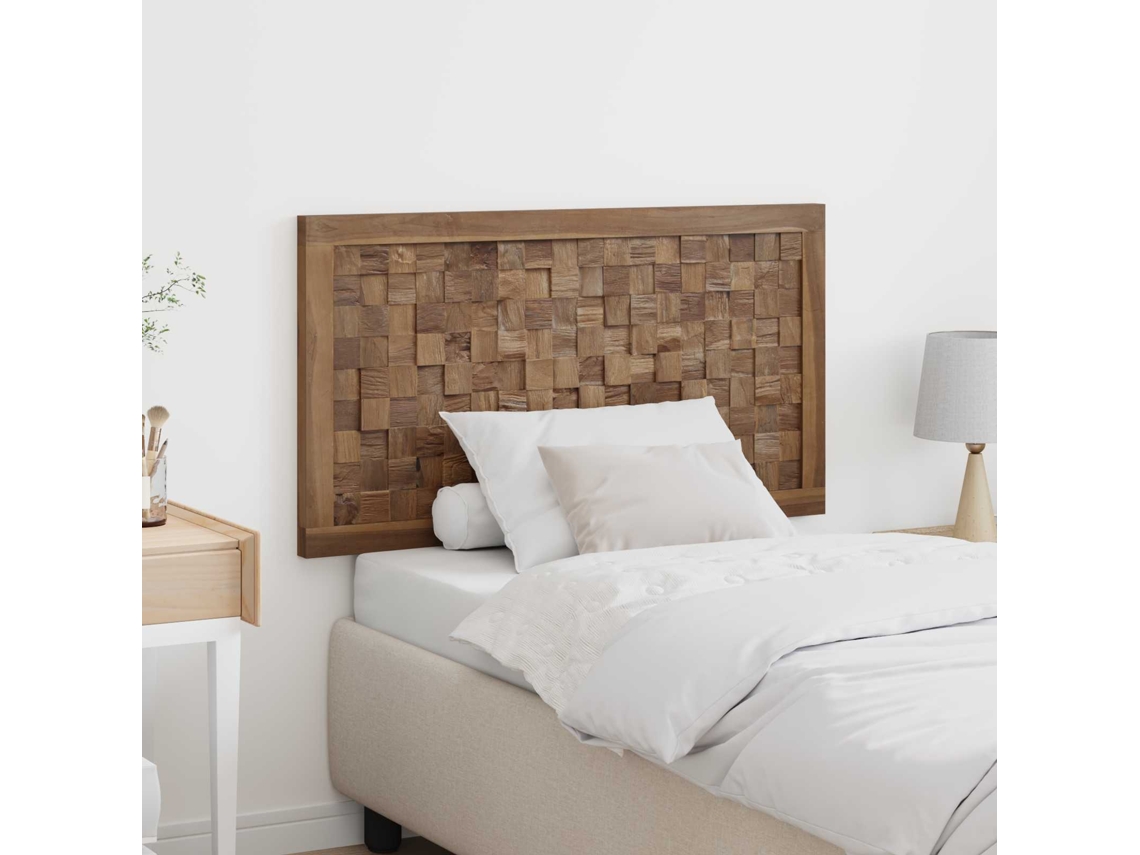 Vidaxl Cabeceira De Cama Natural Madeira De Teca Sólida