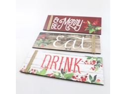 3pcs Letreiro Madeira Natal Se Feliz Coma Beba Porta Decoração S/MARCA