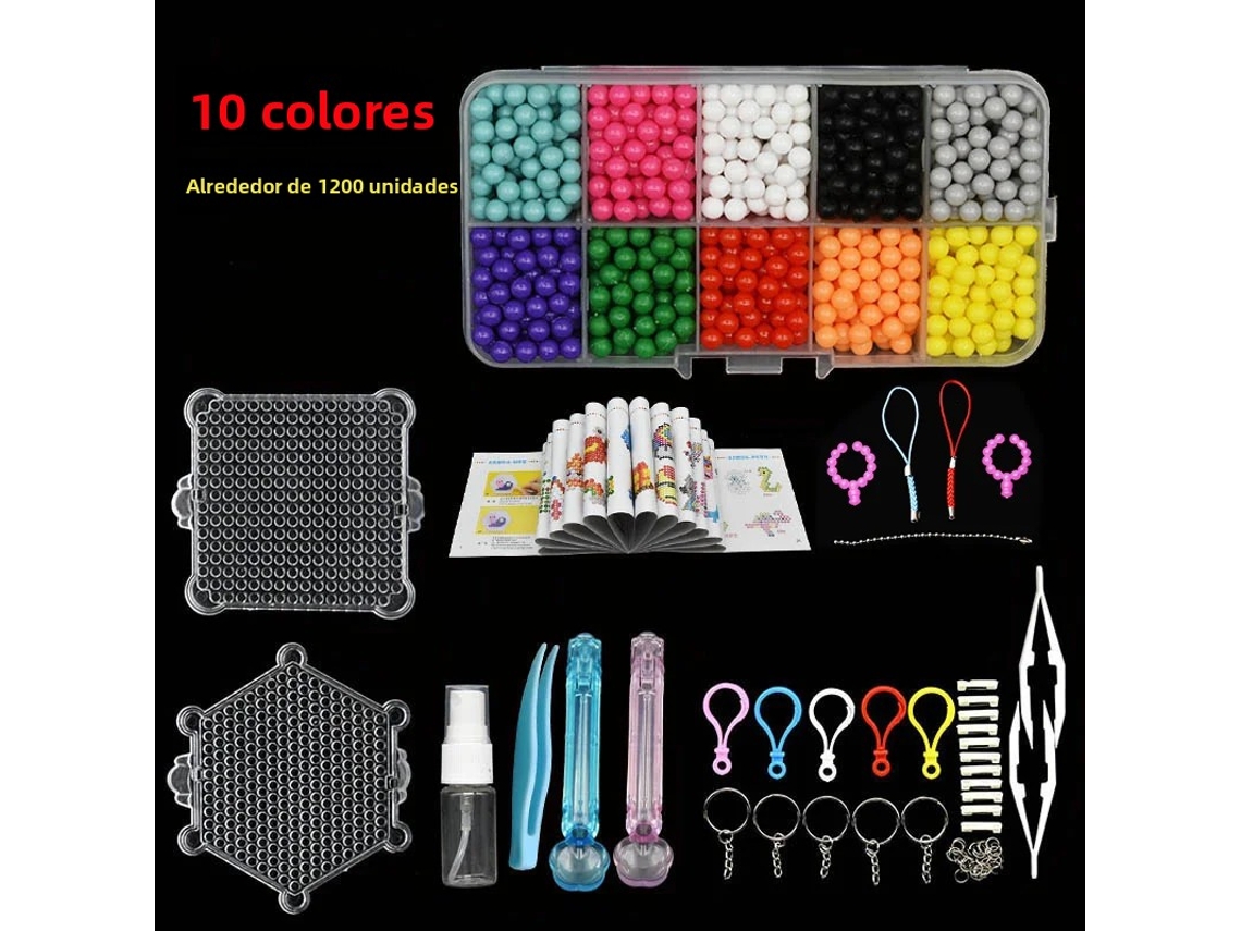 Kit para Fazer Bijuterias , Incluindo Contas Mágicas Criativas e Placa de Encaixe. MDUG (10 Cores 1200 Peças)