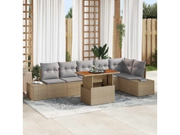 Vidaxl Conjunto de Sofá de Jardim 7 Pcs Bege Rattan Sintético