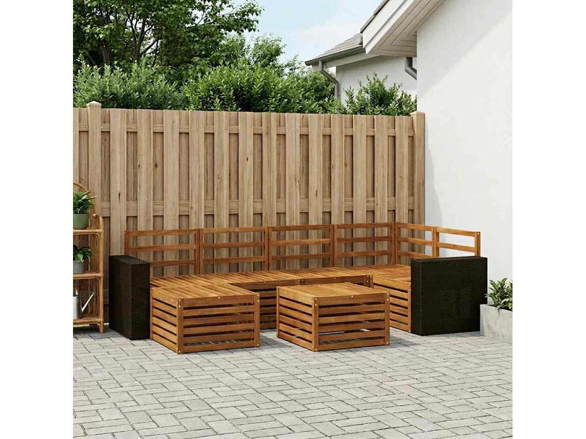 Vidaxl Conjunto De Sofá Sectional 7 Pcs Natural