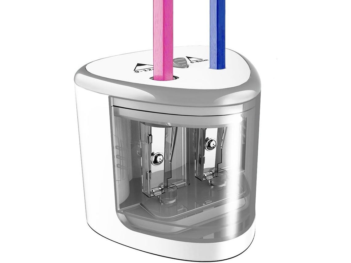 Apontador de Lápis Elétrico, Apontador a Bateria para Lápis N 2 e de 6 a 12 Mm BRILVIBERA (prateado)
