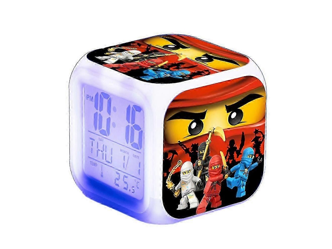 Kid-friendly Digital Alarm Clock With 7 Colorful Lights Temperature Display And Date For Ninjago Loversb