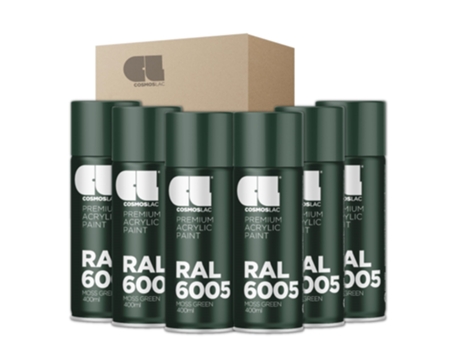 6 X Spray Acrílico Premium Brilhante Ral Cosmos Lac 400 Ml (Ral 6005 Verde Musgo)
