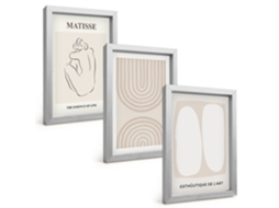 Composição De Quadroslinhas Minimalistas Elegantes Moldura Prateada Imagens Para Um Quarto Infantil Espelharte (3 Peças 20x30 Cm)