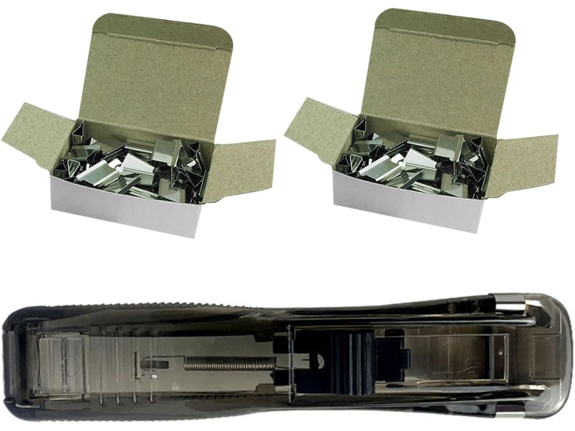Ultechnovo Preto Grampeador Portátil Com 1 Unidade E 200 Grampos Reutilizáveis, Dispensador Grampos Para Desktop