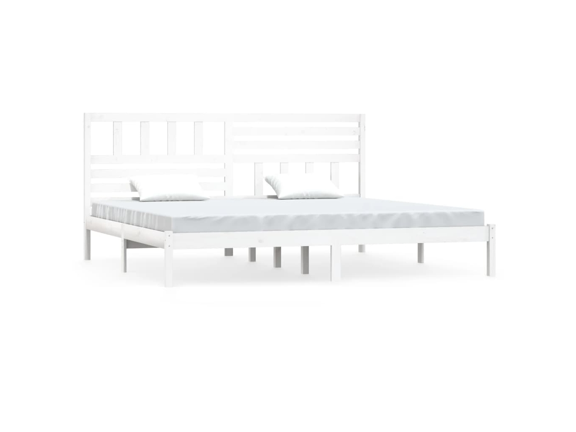 Estrutura de Cama 200x200 Cm Pinho Maciço Branco MAISON EXCLUSIVE