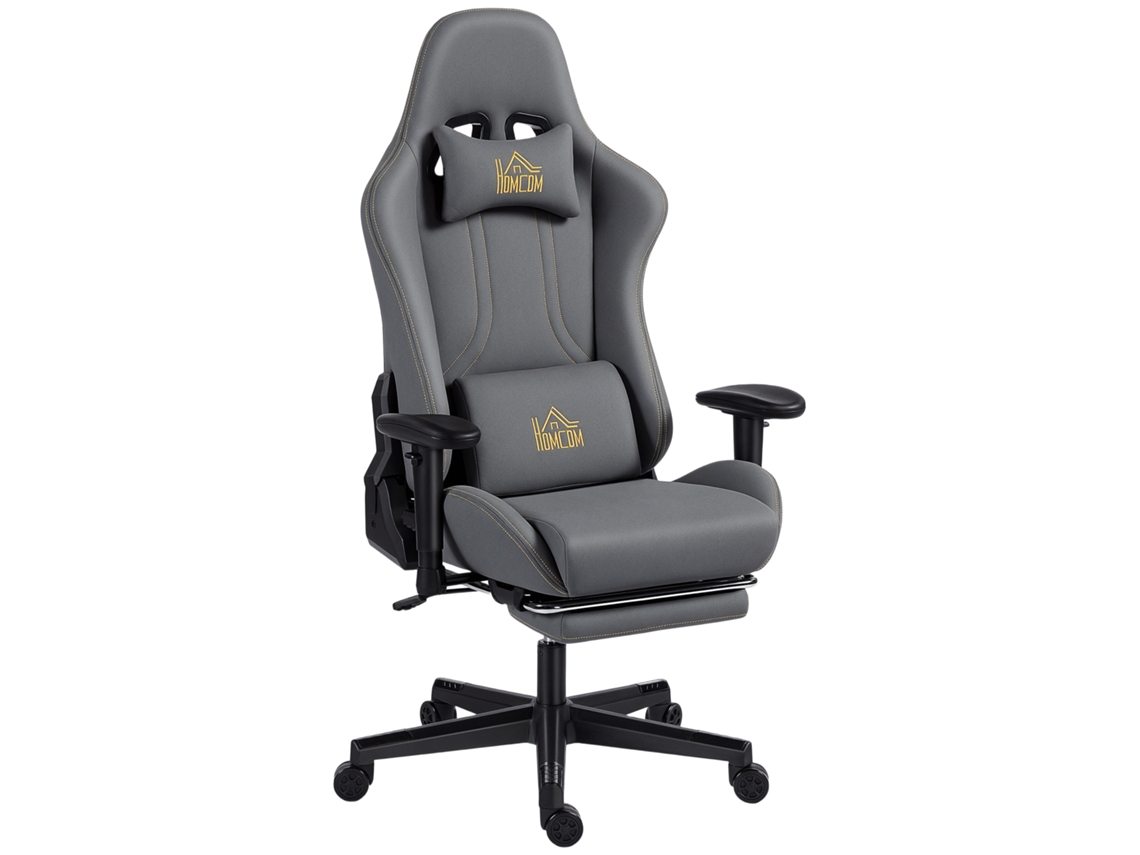 Cadeira Gamer Cinza Ergonômica, Braços 3d, Suporte Lombar