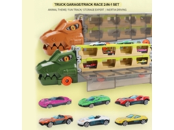 Set De Caminhão Brinquedo, Pista De Corrida 2 Em 1 Plegável E Transformável Com 6 Carros Mini De Liga Para Crianças