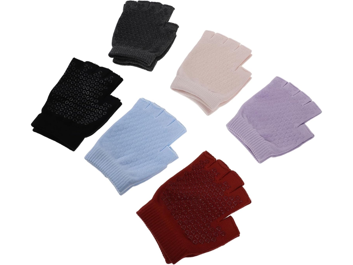 Jojofuny Luvas De Proteção Para As Mãos Sem Dedos Yoga, 6 Pares De Algodão Com Aderência Aprimorada Para Mulheres E