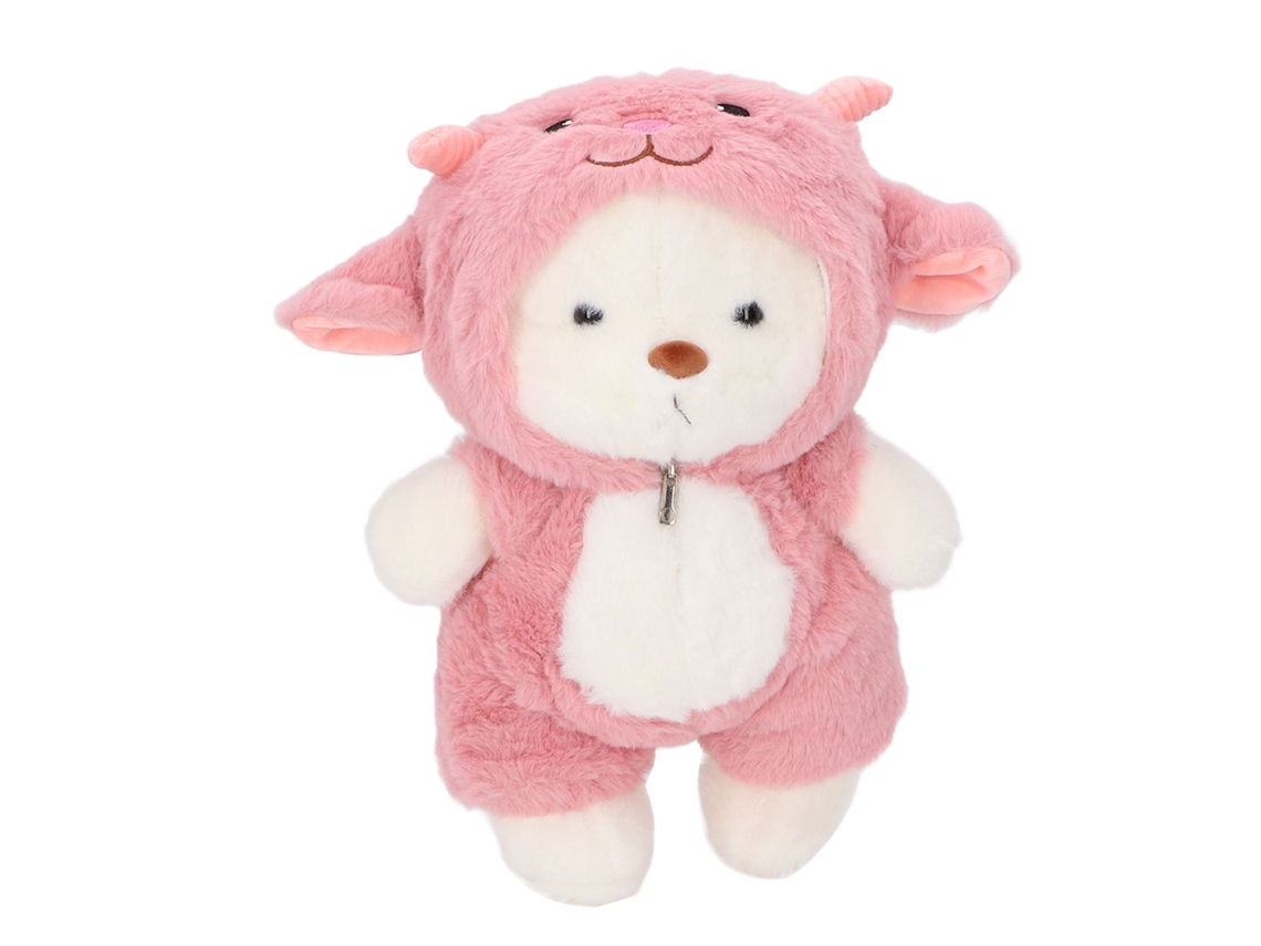 Mali urso de Pelúcia Macia 30cm Fofo com Roupa Removível Presente Aniversário Rosa