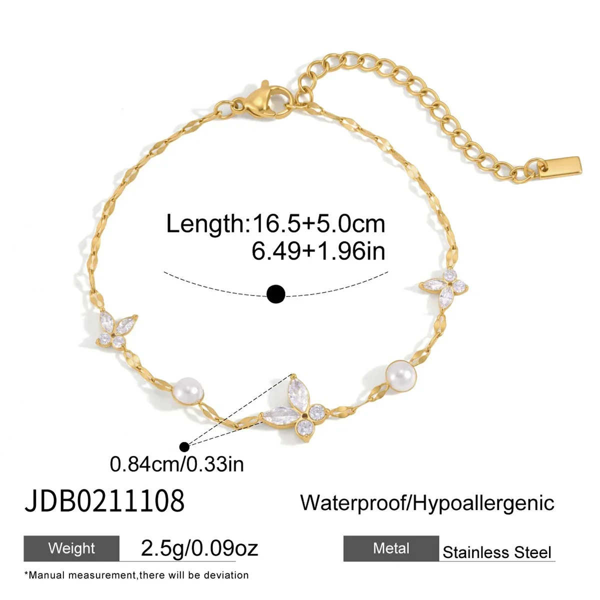Conjunto De Joias Para Festa Com Pingente De Borboleta E Pérola Banhado A Ouro, À Prova D'água.
