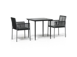 Garden Dining Set, Garden Dining Sets Vidaxl Preto Rattan / Vime (80 Cm Table Length)